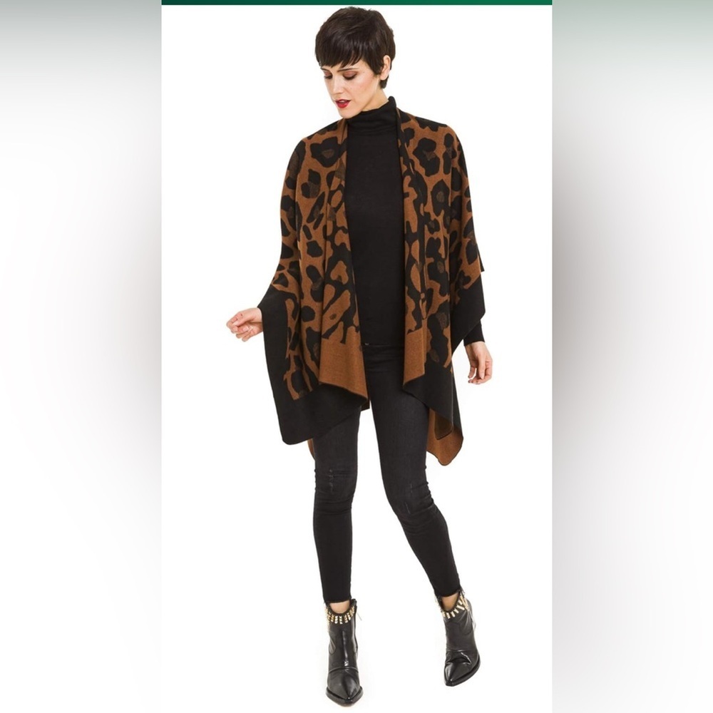 NWT Melifluos Designed in Spain Shawl Wrap Poncho Ruana Cape Cardigan Sweater - Picture 10 of 11